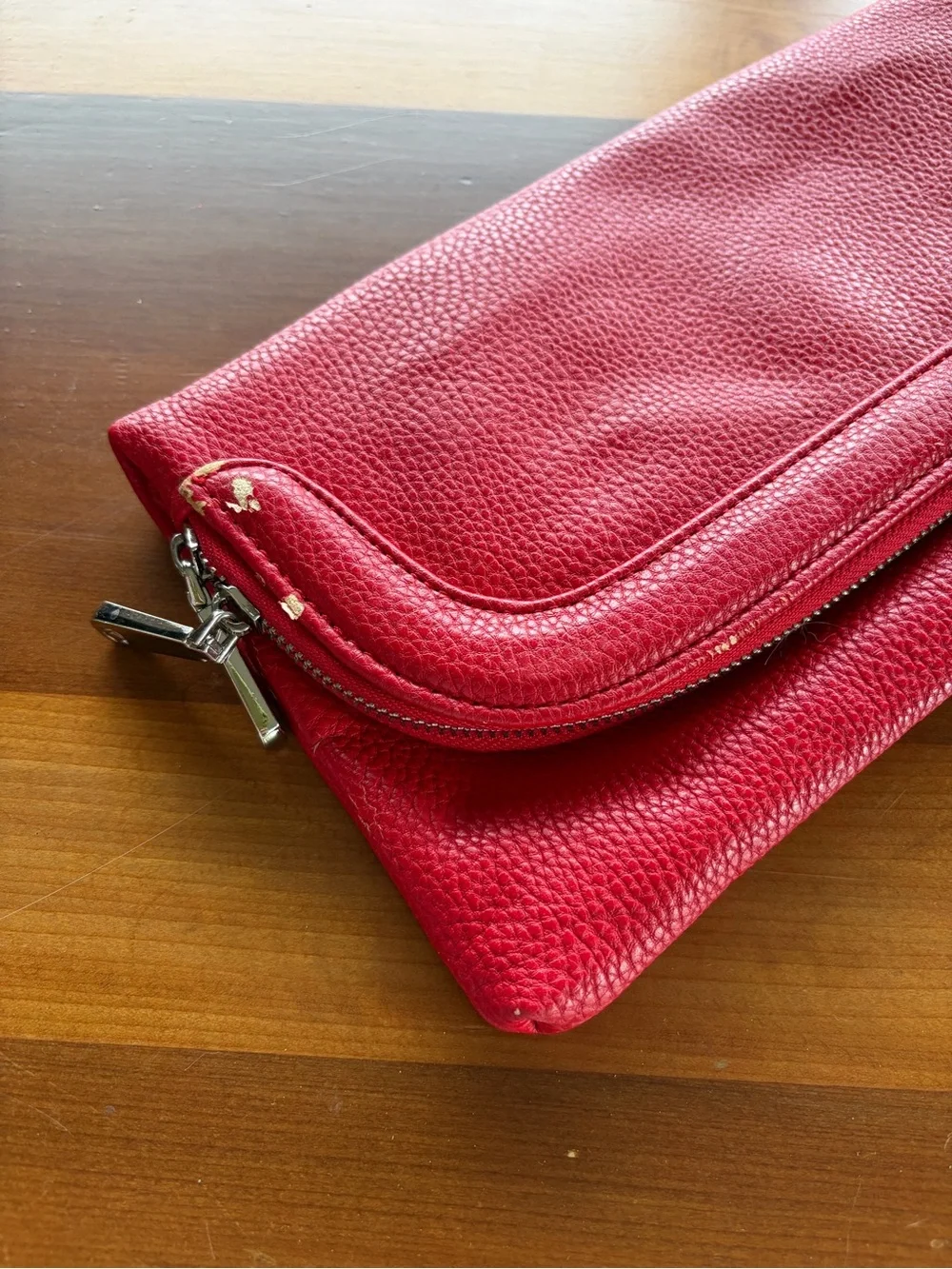 Charming Charlie Red Leather Fold-Over Clutch Bag